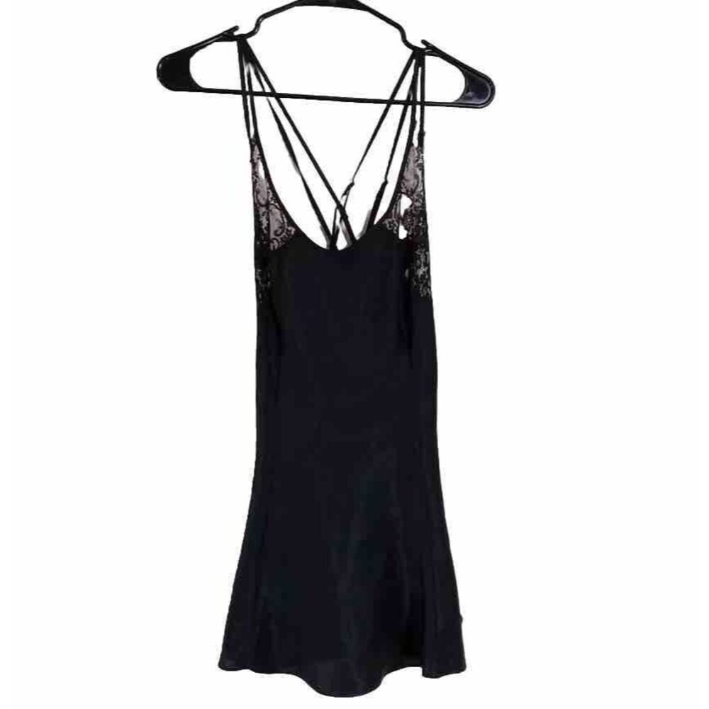 Victorias Secret Baby Doll Lingerie Black Crisscross Adjustable Strap Lace Sexy